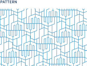 Fidelity pattern (blue building graphic mark from logo arranged like a puzzle)